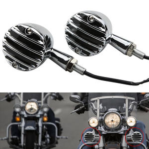 Bullet Grille Style moto Chrome LED Bullet ambre clignotant lampe pour Harley Davidson Softail café <span class=keywords><strong>Racer</strong></span> - Product Image 3