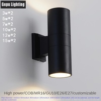 Lampe murale extérieure étanche en aluminium à double tête LED avec diffuseur en polycarbonate, installation murale pour jardin, 3000K blanc chaud