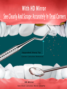 Kit Profesional de Cuidado Bucal Dental, Espejo Bucal de Acero Inoxidable, Pinzas para Eliminar Placa, Cálculos e Incrustaciones - Product Image 4