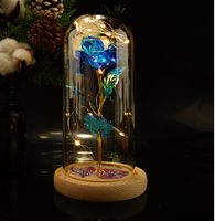 24K Or Galaxy Rose Fleur Verre Dôme LED Lumière Usine En Gros-pour Cadeau Noël Graduation Pâques Fête Des Mères Fleurs Rouges