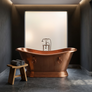 Bañera Rectangular Clásica de Cobre con Tapa, Estilo Vintage con Patas de Garra - Artesanía India - Product Image 4