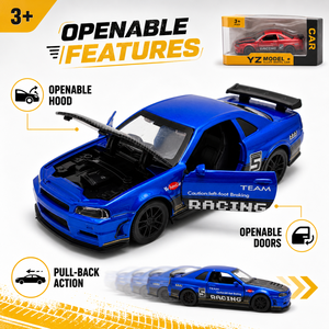 รถของเล่นไดแคสต์แบบดึงถอยหลังขนาด 1:36 รุ่น Skyline <span class=keywords><strong>GT</strong></span>-R R34 ฝากระโปรงเปิดได้ ผลิตจากโลหะ สไตล์ JDM ของเล่นเด็ก MENTORS - Product Image 2