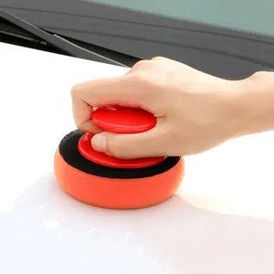 Prix d'usine outils d'entretien de beauté de voiture rond poignée Orange éponge de polissage de voiture