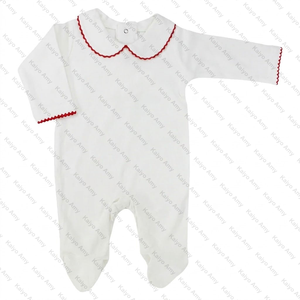 Tutina con Piedini per Neonata 100% <span class=keywords><strong>Cotone</strong></span> con Monogramma, Bianca con Bordo Picot Rosa, Set per Neonati e Bambini - Product Image 5