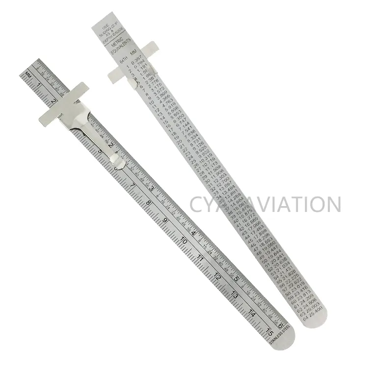 Customized wholesale stainless steel ruler 15cm & 6 inch pocket size steel ruler with clip