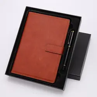 Ensemble de carnet et stylo en cuir PU de luxe personnalisé, porte-cartes de visite, journal avec logo personnalisé pour l'école, le bureau, cadeau