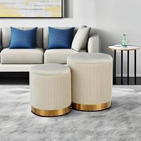 Ensemble de rangement ottoman 2 en 1 : tabouret de coiffeuse et repose-pieds, couvercle amovible, velours blanc, pour salon et dortoir, fabriqué en Chine