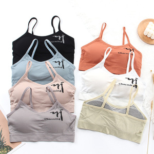 Charming Women's Wire-Free Bralette Sports Bra Full Cup Racerback Seamless Printed Breathable Spandex Nylon Letter All Seasons - Product Image 2