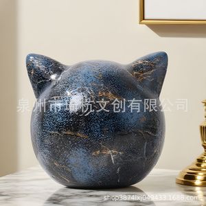 Figurine de chat noir en résine, ornement tête d'animal, yeux jaunes, décoration d'intérieur, artisanat artistique, cadeau - Product Image 2