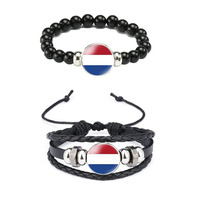 Bracelet en cuir personnalisé avec drapeau national, bijou tressé à la main pour activités de plein air et décoration
