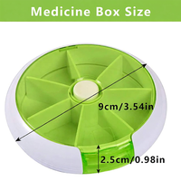 Boîte à pilules rotative à 7 compartiments avec logo personnalisé, organiseur de médicaments hebdomadaire portable, étui de rangement pour comprimés rond et coloré, design à bouton