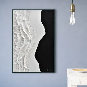 100% dibujos a mano modernos de alta calidad negro blanco abstracción arte pintura al óleo sobre lienzo dormitorio pared arte decoración del hogar