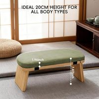 Banc de méditation pliable contemporain avec coussin en velours, sac de transport, tabouret en bambou, ottoman, siège de prière Seiza, rangement pour salon