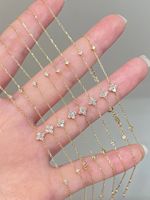 Pulsera Xinfly de Oro de 18k con Diamante Natural de 0.2ct, Diseño Encantador de Trébol de Cuatro Hojas para Regalo o Fiesta