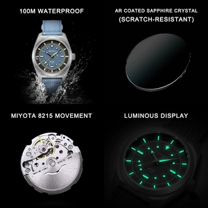 Reloj Mecánico Automático de Titanio <span class=keywords><strong>CADISEN</strong></span> 8246 TI-7 Autodyne 2026, Reloj de Pulsera de Lona con Movimiento MIYOTA 8215, Luminoso e Impermeable - Product Image 3