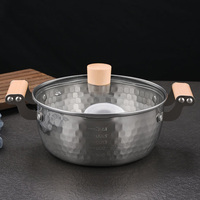 Marmite à soupe et à bouillon en acier inoxydable 304 avec couvercle en verre, doubles poignées en bois, compatible lave-vaisselle, lavage à la main uniquement, pour cuisinières à gaz et à induction