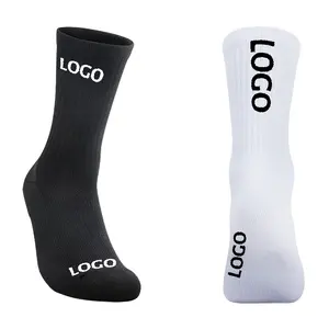 Calcetines deportivos atléticos para hombre y mujer, medias de alta calidad con logotipo personalizado, color blanco