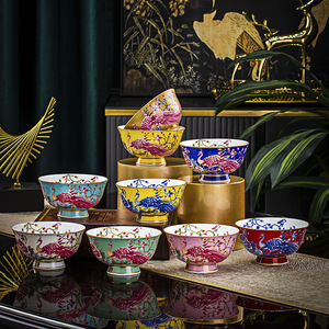Bol à riz de 5 pouces de style chinois, en porcelaine osseuse de Jingdezhen, émail coloré, céramique haut de gamme pour hôtels et déménagement - Product Image 4