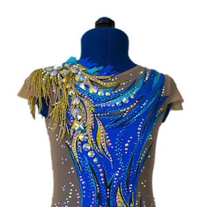 Justaucorps de gymnastique rythmique pour femmes LIUHUO, robe de gymnastique <span class=keywords><strong>artistique</strong></span> bleue pour filles, sans manches, robe de <span class=keywords><strong>patinage</strong></span> <span class=keywords><strong>sur</strong></span> <span class=keywords><strong>glace</strong></span>, <span class=keywords><strong>danse</strong></span> - Product Image 4