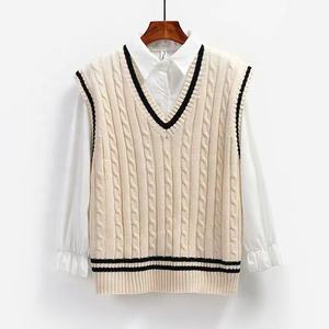 Primavera e autunno gilet in <span class=keywords><strong>cotone</strong></span> personalizzato da uomo maglione senza maniche con <span class=keywords><strong>scollo</strong></span> a <span class=keywords><strong>V</strong></span> intrecciato intrecciato - Product Image 2