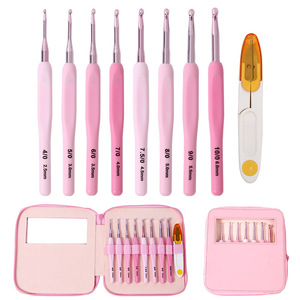 Juego de ganchos de ganchillo con mango suave rosa degradado, herramientas para tejer hilo de suéter, juego de ganchos de ganchillo de <span class=keywords><strong>8</strong></span> piezas - Product Image 2
