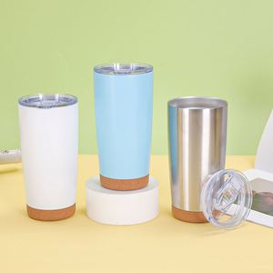 Wholesale 20oz SS304 Stainless Steel Double-Wall Vacuum Tumbler Cork Silicone Sleeve Bottom Custom Logo Sports Travel Fitness - Product Image 3