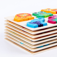 Puzzle 3D en bois Montessori DIY Jouet de croissance cognitive des animaux Puzzles chevillés pour l'apprentissage précoce du processus de croissance éducatif de bébé