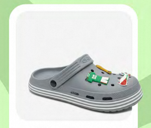 Zoccoli grigi per bambini con spille animate, taglia 19, estivi, suola in EVA, punta tonda - Product Image 1