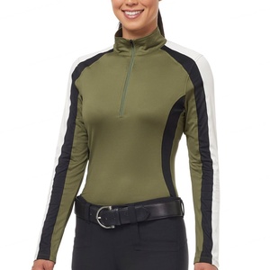 UPF+ 40 Sun Protection Horse Riding Short Sleeve Stretchy T Shirts Quarter <b>Zip</b> Tight Horseback Shirts Equestrian Clothing - Product Image 6