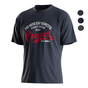 T-shirt imprimé rétro pour homme, couleur unie, équipement de fan BJJ MMA, logo 3D personnalisé en relief - Product Image 1