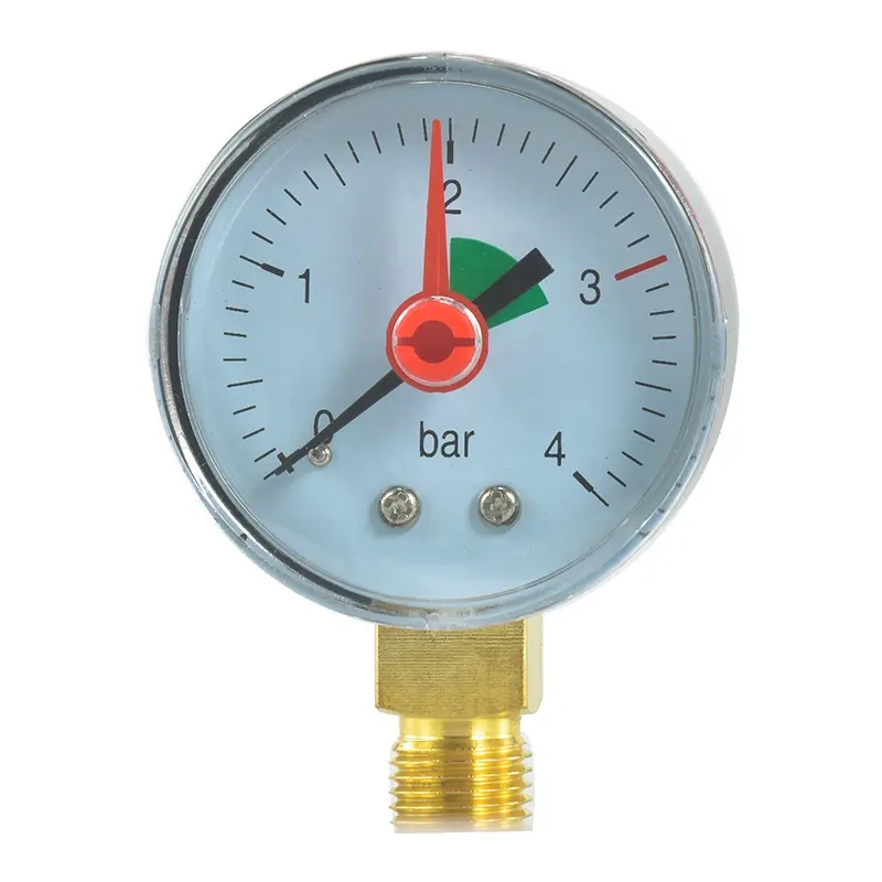 Radial Standard Needle Water Steam Boiler Pressure Manometer Gauge for gas with red pointer