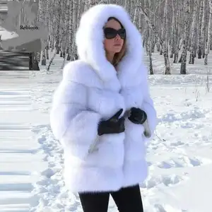 Женская зимняя куртка из искусственного меха лисы