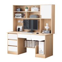 Bureau d'ordinateur compact avec étagère et étagères intégrées, poste de travail de bureau à domicile moderne pour configuration PC, bureau d'étude peu encombrant