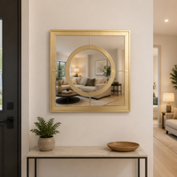 Miroirs décoratifs muraux pour l'intérieur de la maison, accent décoratif, 71,12*2,54*71,12CM, miroirs muraux carrés en métal, décoration pour le salon