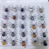 5,7 cm Vente en gros d'usine : sculptures gravées en cristal naturel (fluorite, opale, améthyste, jaspe, obsidienne) en forme d'araignée, modèle Business