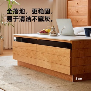 You Rong Coffee Table Nordic Solid Wood Stone <b>Top</b> Modern Large <b>Cherry</b> Wood Japanese Style Living Room Table - Product Image 3