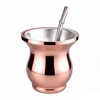 Vente en gros de gobelets à yerba mate en acier inoxydable à double paroi de 300 ml, en acier inoxydable 18/8