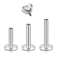Bijoux de piercing corporel en titane hypoallergénique Labret en forme de coeur Helix Cartilage Tragus Inlay Griffe Réglage ASTM Zircon Ball