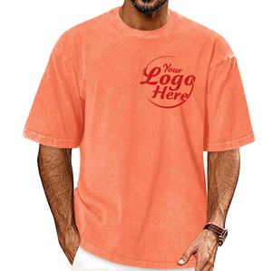 T-shirts 100% coton coupe ample pour hommes Streetwear T-shirts de base avec motif 3D Taille du tissu tricoté lourd lavé - Product Image 6