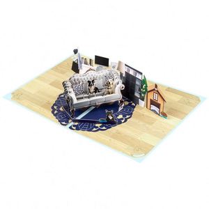 Carte 3D Pop-up Chien sur Canapé, Cadeau en Papier Sculpté à la Main, Découpe Laser - Product Image 2
