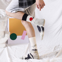 Funny Men's Pattern Dress Funky Fun Colorful Crew Asymmetric Mid-Tube Unisex Ab Mismatched Cotton Men's Funny Socks