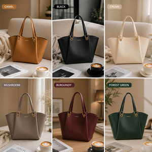Borsa Tote Personalizzata per Donna, Elegante Borsa in Pelle Vegana, Grande Capacità, Tracolla con Manico ad Anello Dorato, Produzione OEM ODM all'Ingrosso - Product Image 3