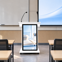 Podio Multimedia Educativo Personalizado para Interiores, Atril Digital con Pantalla Promocional Frontal, Pantalla Táctil Superior Opcional, 1 Año de Garantía