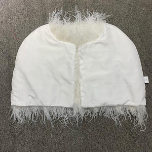 Mantelle di <span class=keywords><strong>piume</strong></span> di lusso sposa Poncho sposa piuma di struzzo scialle bianco per le donne - Product Image 4