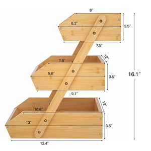 Support à fruits en bambou pour comptoir de cuisine, idéal pour le pain, les légumes, les produits frais, le <span class=keywords><strong>rangement</strong></span> et la présentation à domicile - Product Image 3