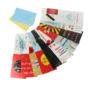 Tarjetas de cumpleaños de felicitación de papel plegado personalizado con sobres en blanco azules y amarillos, diferentes tipos de colores - Product Image 1