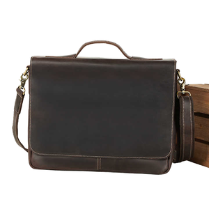 Maletín Escolar de Cuero Genuino Crazy Horse para Hombre, con Asa de Cuero, para Portátil de 13 Pulgadas - Product Image 1