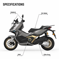 Moto électrique 13KW à couple élevé, 72V100Ah, autonomie de 210 km, vitesse de 120 km/h, pneus larges, freins à disque hydrauliques avant et arrière, moto électrique
