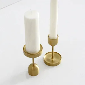 Nordic Two-side Use Metal Candle Stand Customized Brushed Gold Brass Candlestick Holders