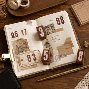 Juego de Sellos de <span class=keywords><strong>1</strong></span> Pieza, Sellos de Números de Estilo Vintage para Diario, Sellos de Números de Madera para Niños - Product Image 3